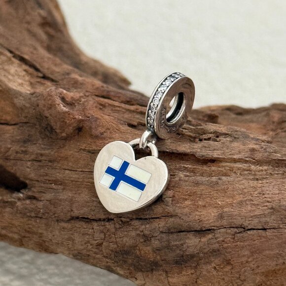 Pandora Jewelry - Pandora Finland Flag Heart S925 Silver Dangle Charm